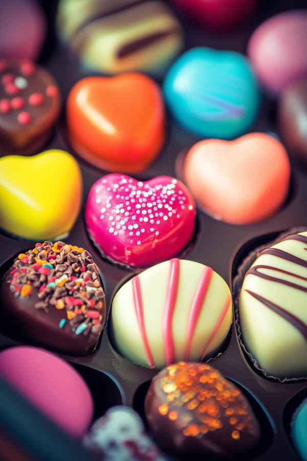 Colorful Heart-Shaped Chocolates