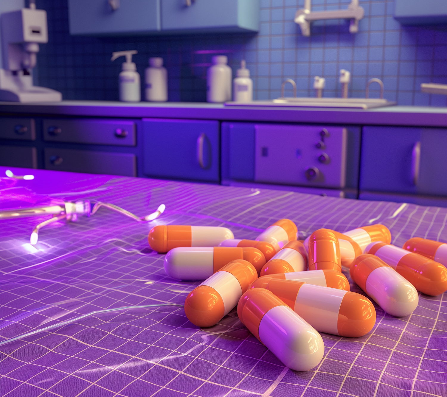 Striking Bathroom Scene with Medication