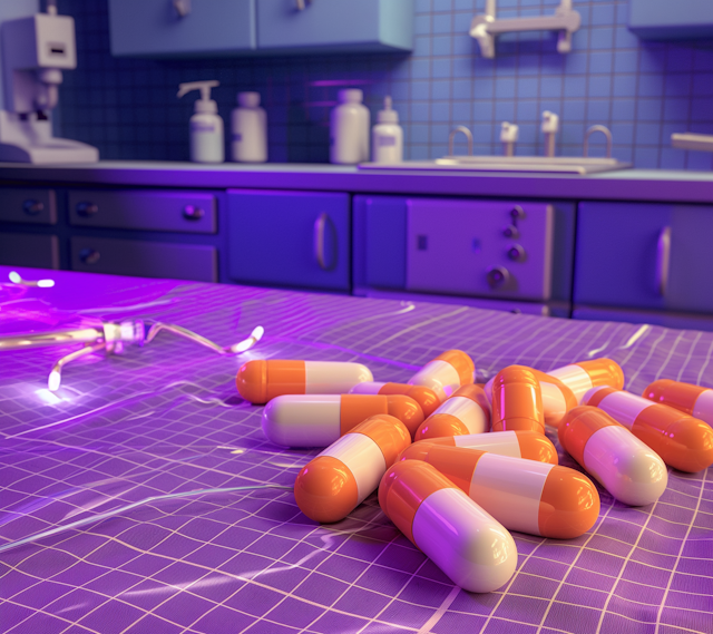 Striking Bathroom Scene with Medication