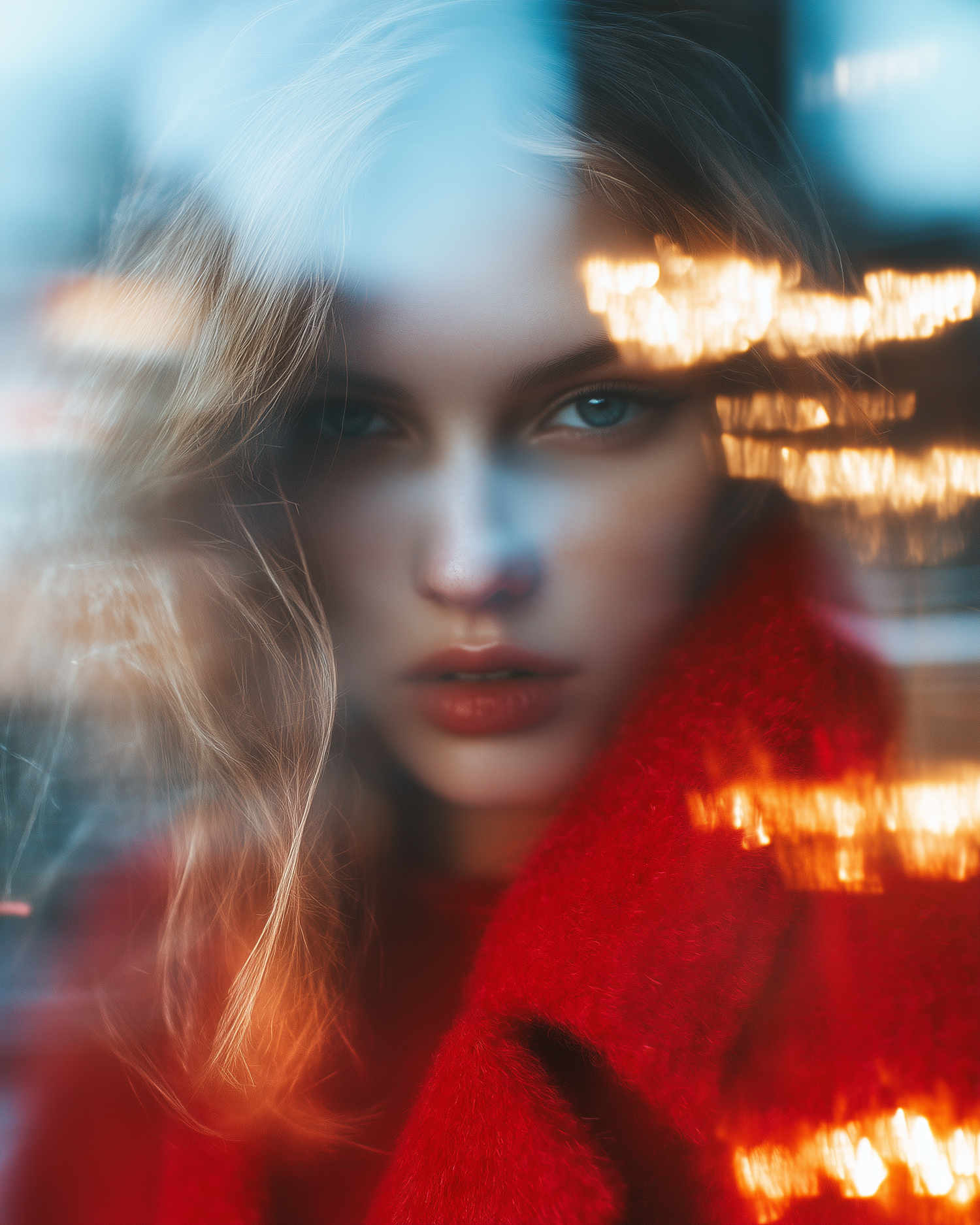 Close-up Portrait with Vibrant Red Garment