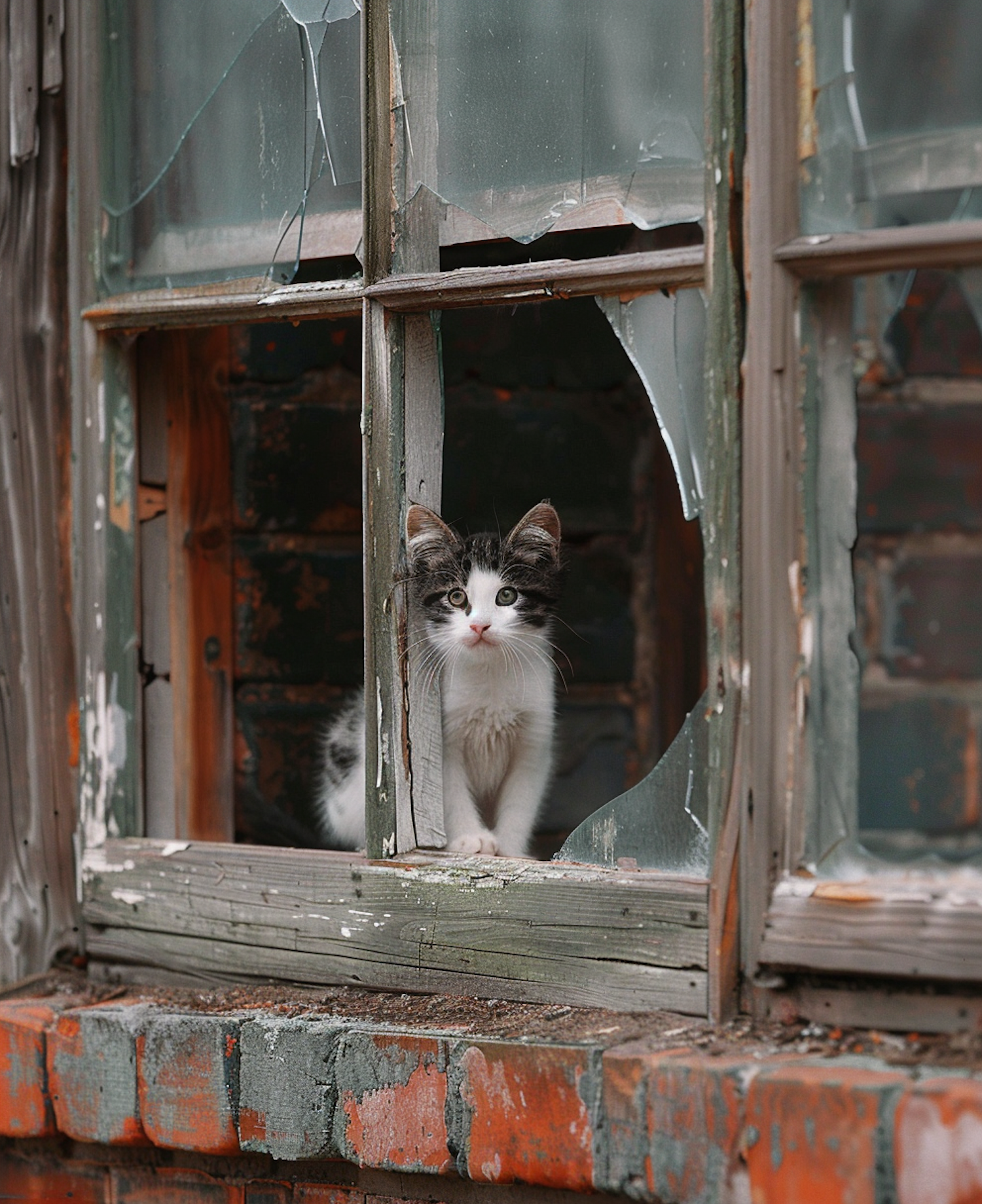 Curious Kitten in Abandoned Building