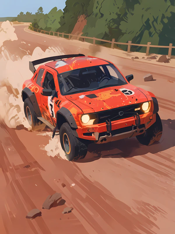 Red Rally Car Racing