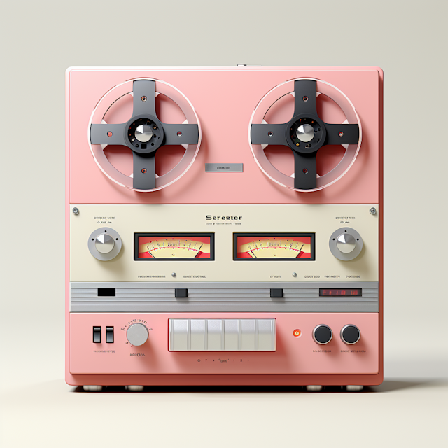 Sereter Vintage Peach Pink Reel-to-Reel Tape Recorder