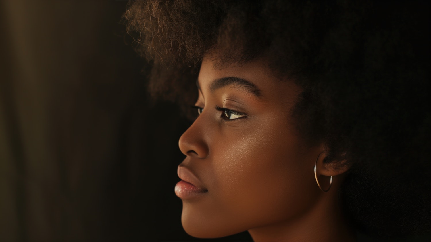 Serene Side Portrait of Young Woman