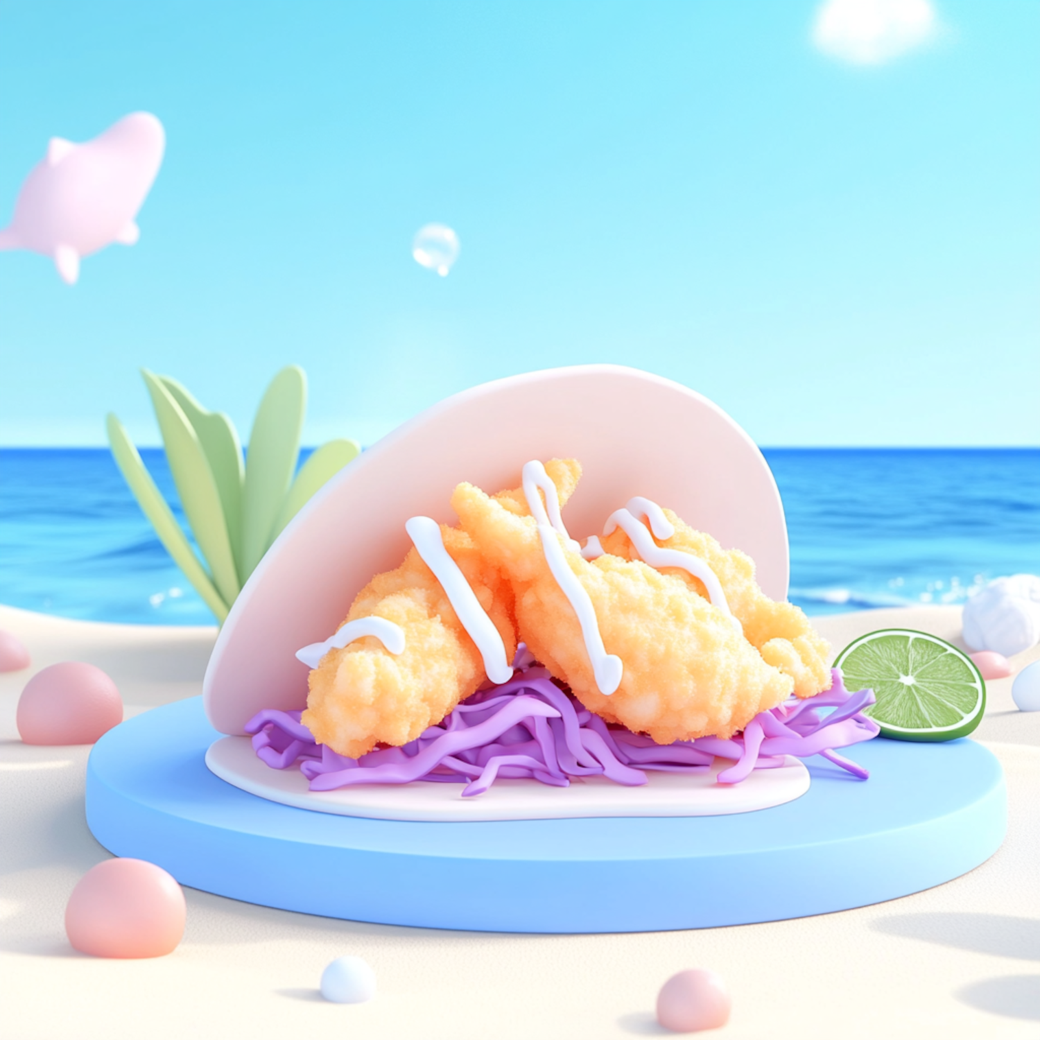 Seaside Picnic Fantasy with Shrimp Burger