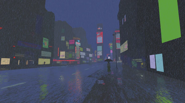 Neon Rainy Cityscape