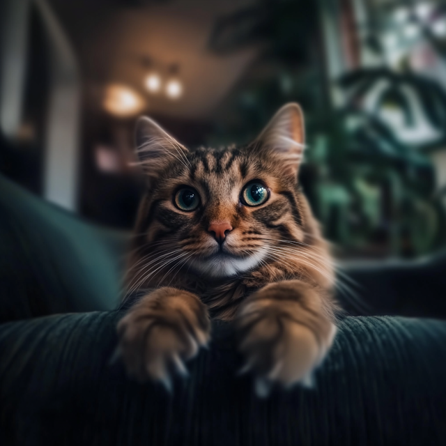 Close-up of a Cat with Green Eyes