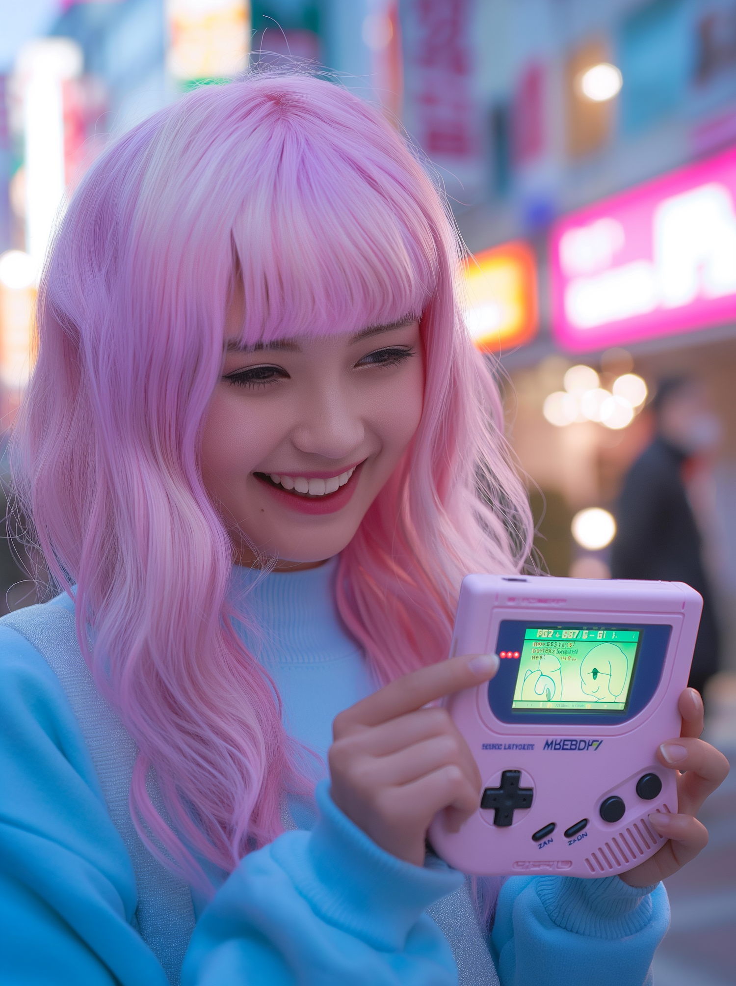 Joyful Woman with Retro Gaming Device