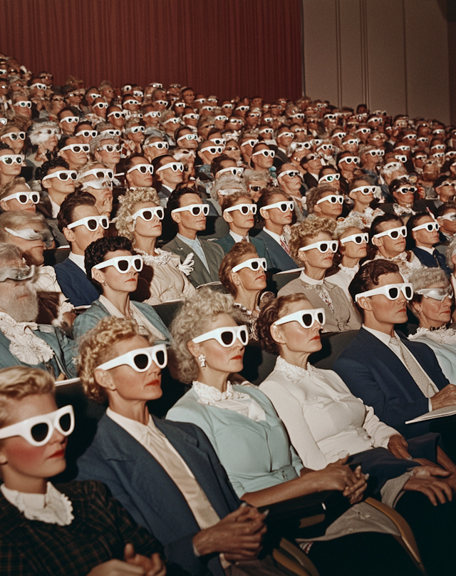 Mid-20th Century 3D Theater Audience