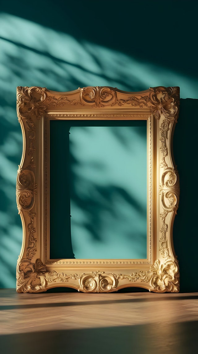 Golden Frame on Teal