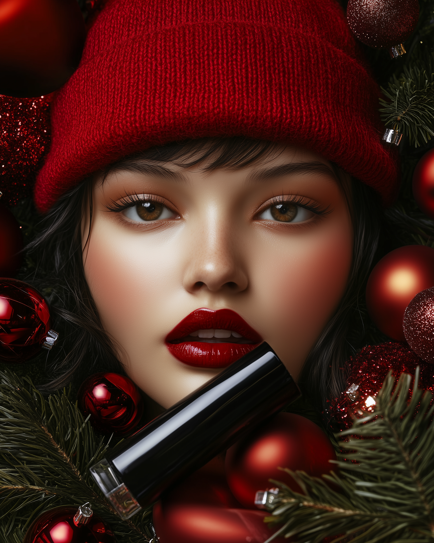 Festive Portrait with Red Accents