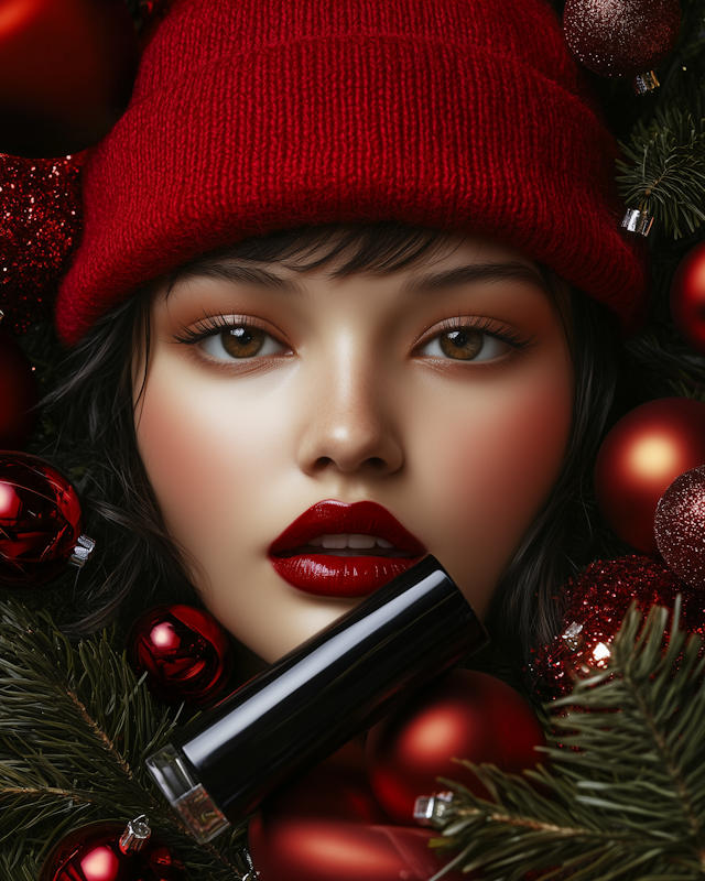 Festive Portrait with Red Accents