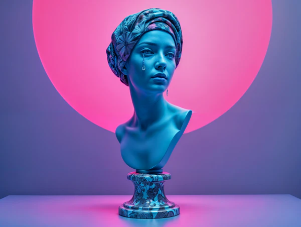 Blue Bust with Headscarf