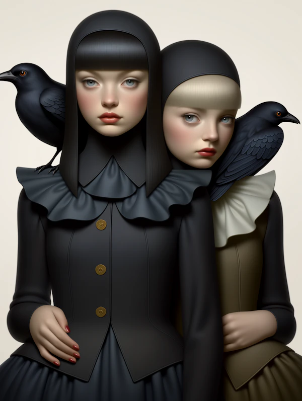 Surreal Women with Crows