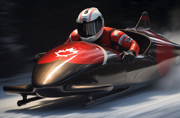 Canadian Bobsledder in Dynamic Motion