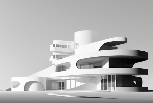 Monochrome Elegance: The Curvilinear Futuristic Landmark