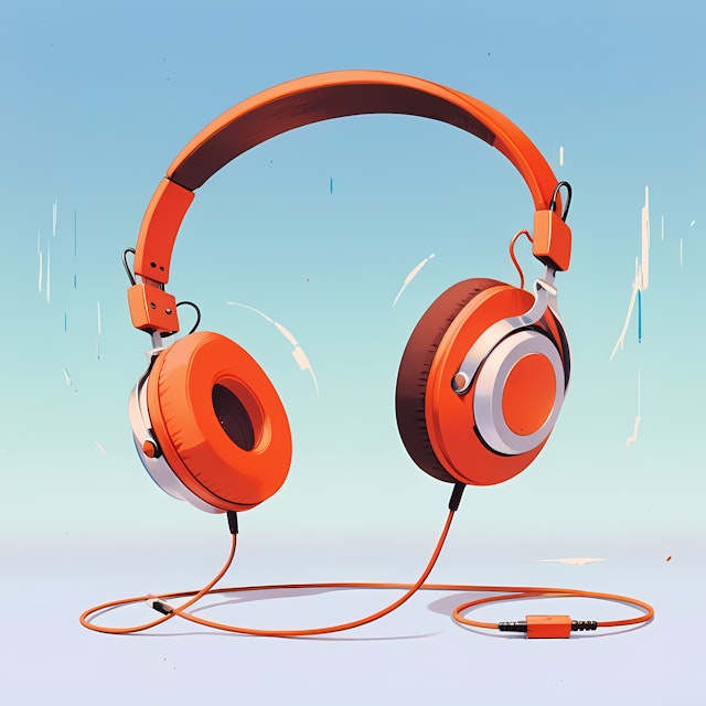 Orange Headphones Art