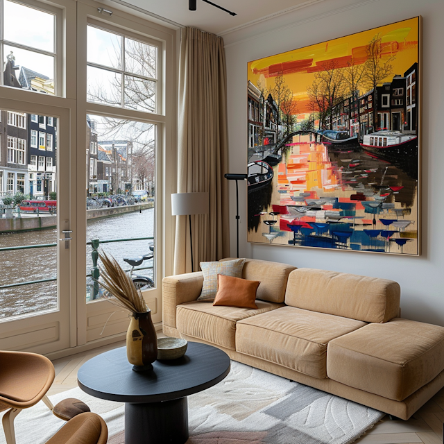 Elegant Canal View Living Room