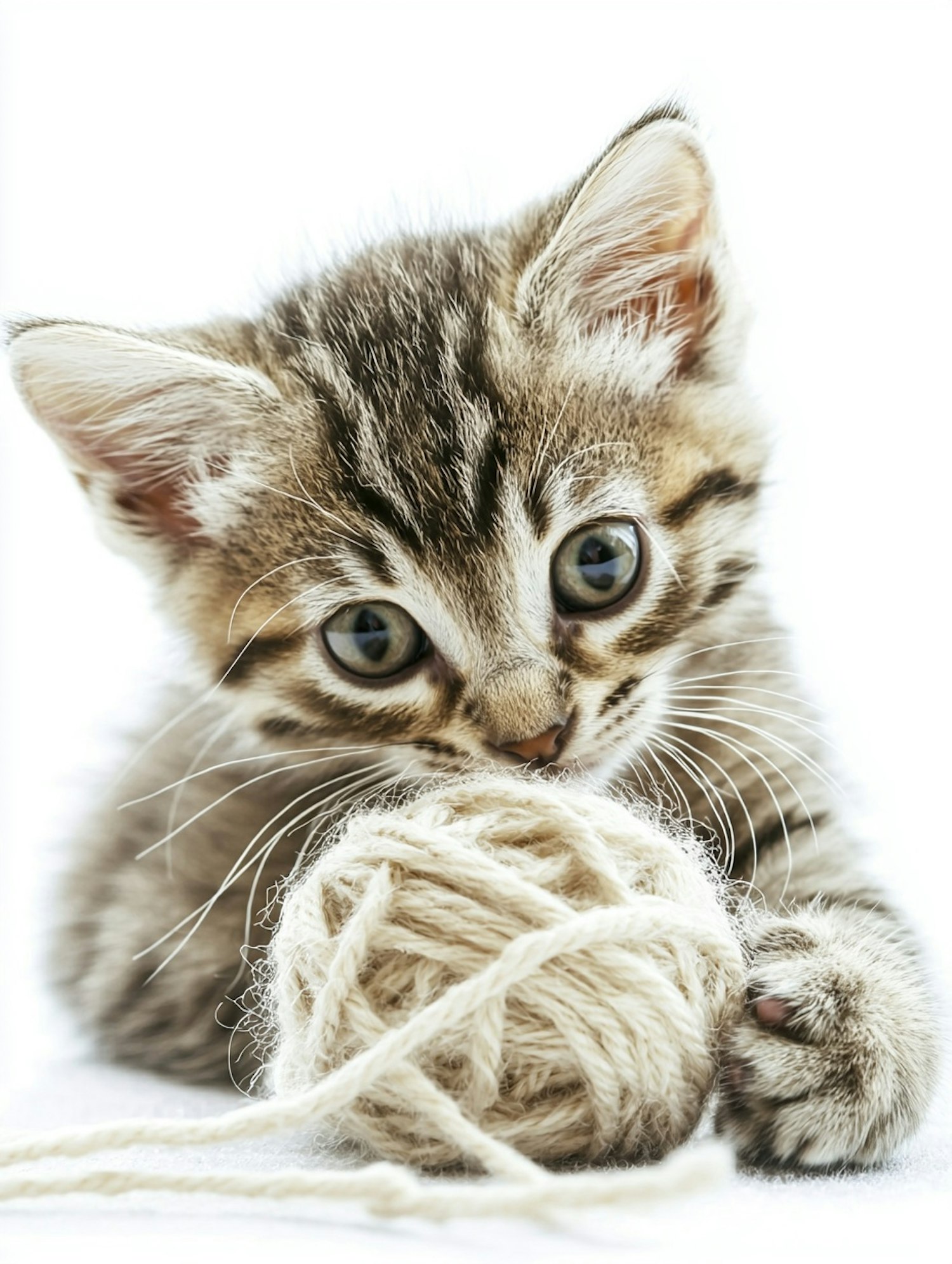 Playful Kitten with Yarn