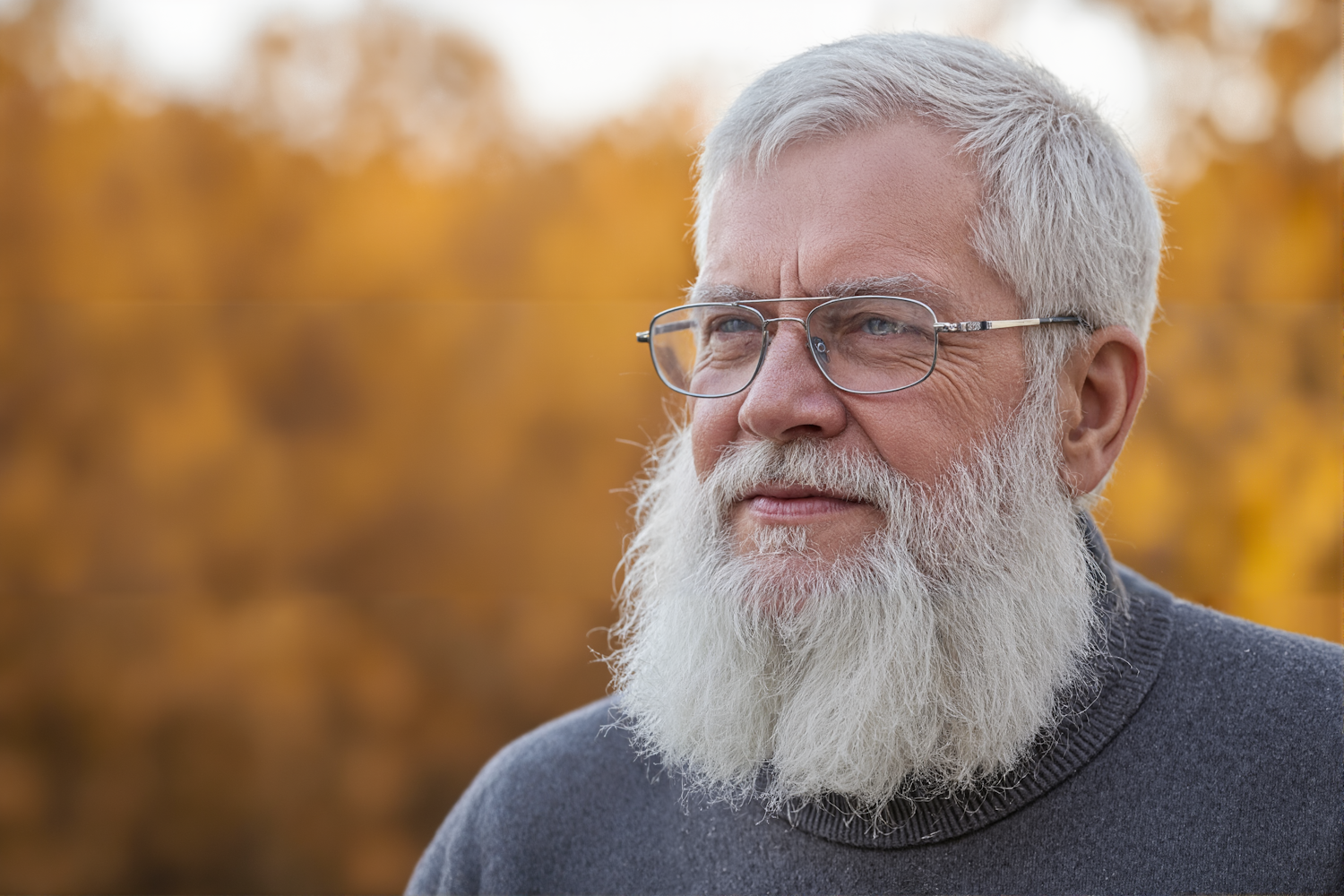 Contemplative Older Man in Autumn