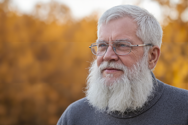 Contemplative Older Man in Autumn