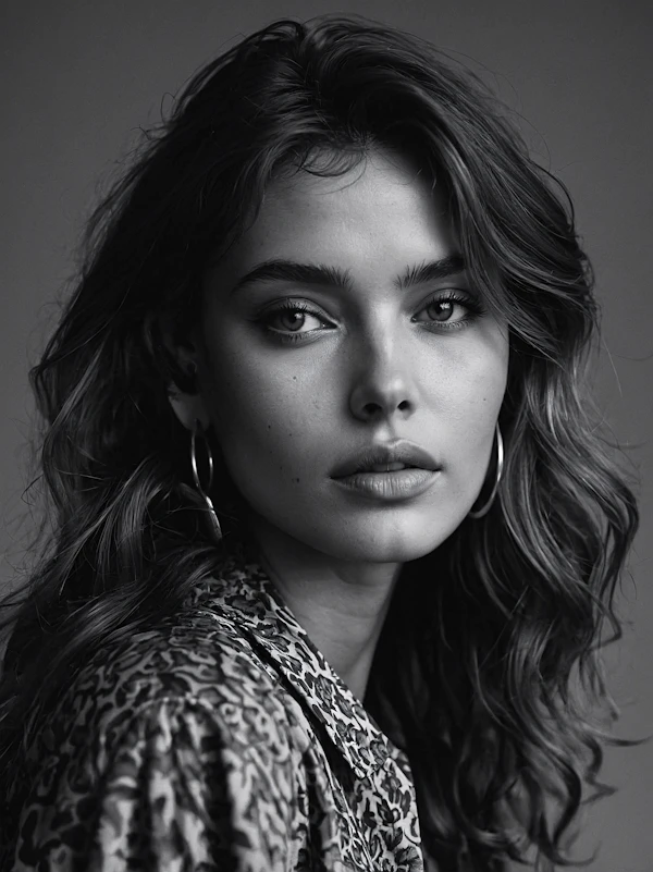 Black and White Portrait of a Young Woman