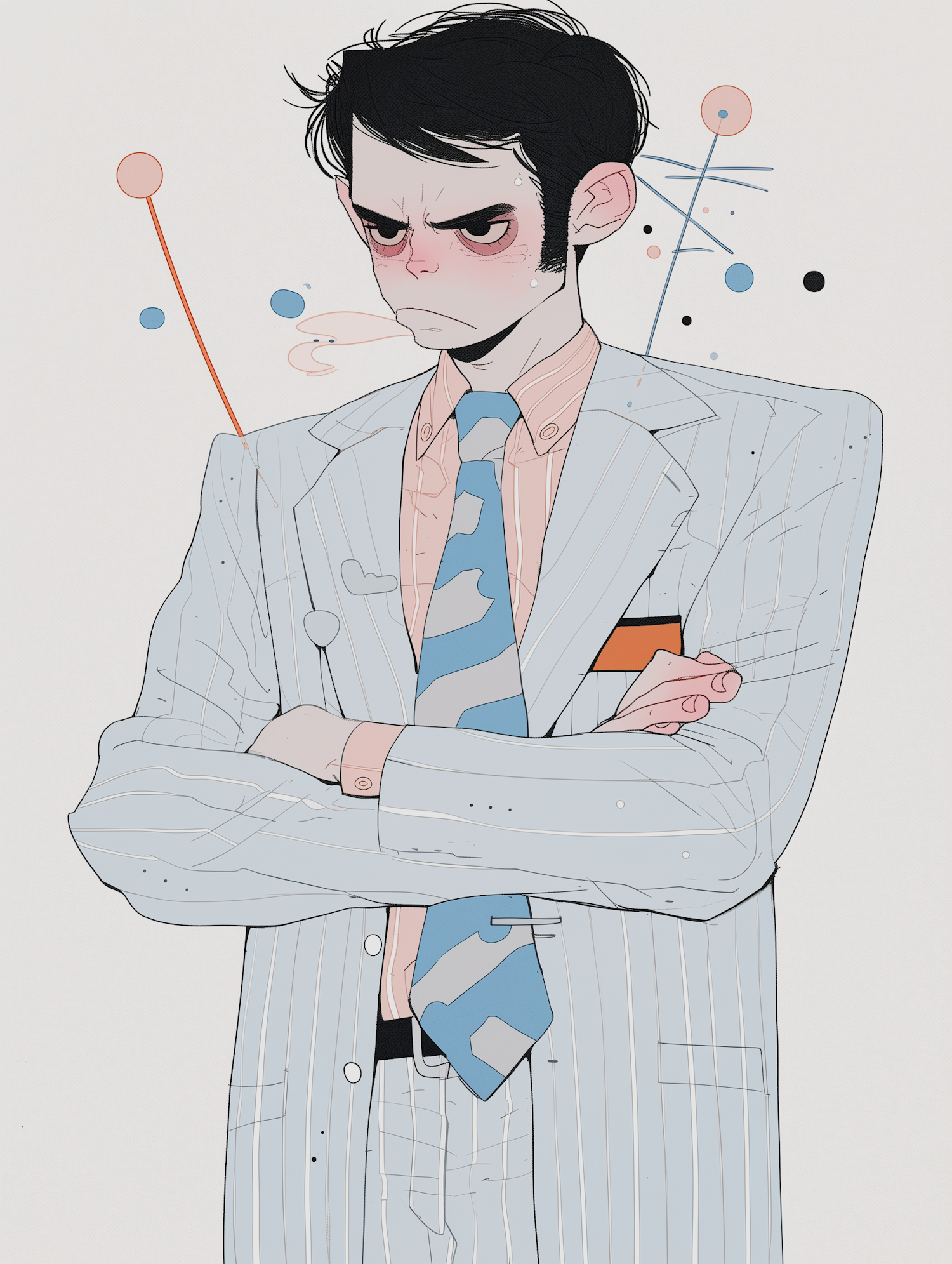 Stylized Man in Pinstripe Suit