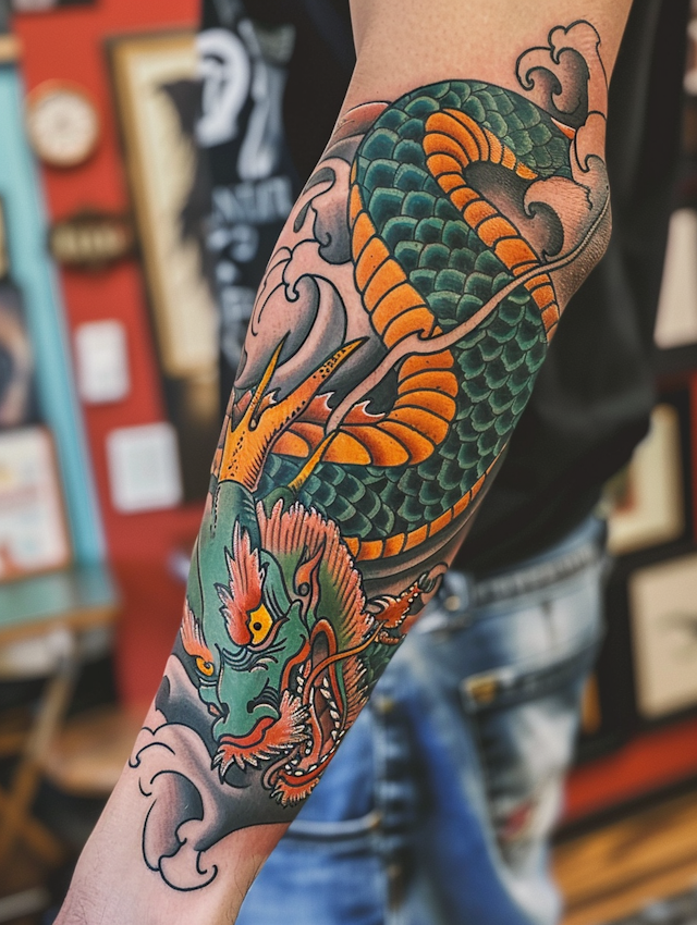 Intricate Dragon Tattoo on Arm