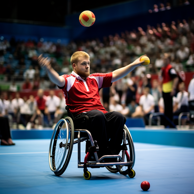 Competitive Paralympic Boccia Athlete in Action