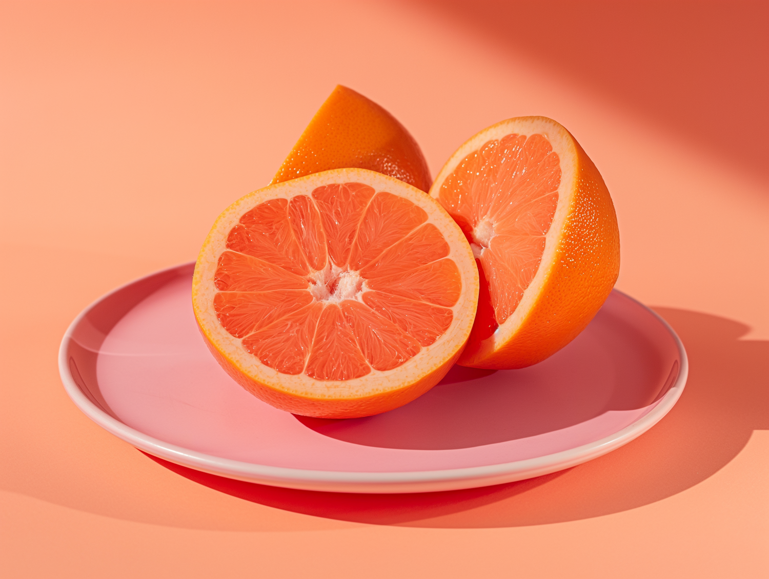 Sliced Grapefruit on Plates