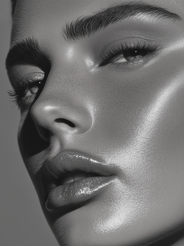 Close-up of Metallic Sheen Human Face