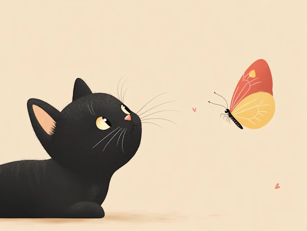 Cat and Butterfly Art
