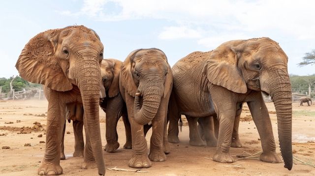 Elephants on Dusty Plain