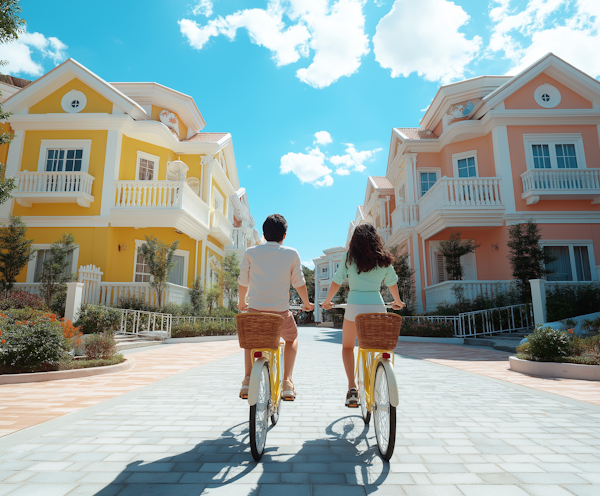 Leisurely Bicycle Ride in Quaint Neighborhood