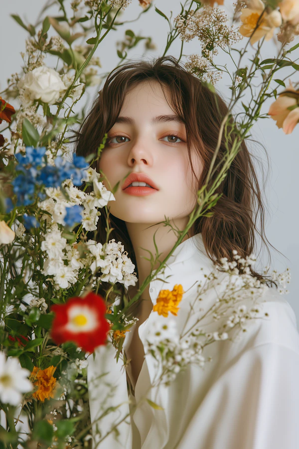 Woman with Vibrant Flowers