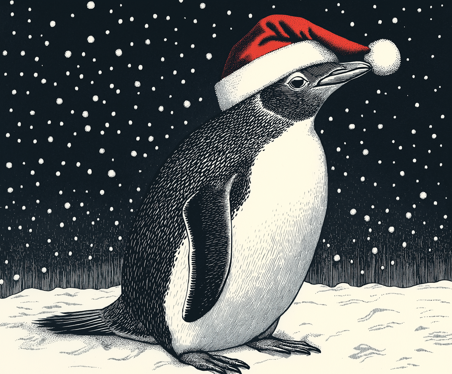 Festive Penguin in Snow