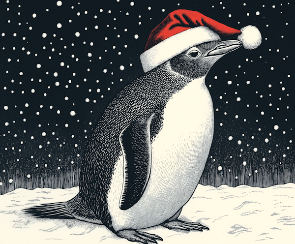 Festive Penguin in Snow