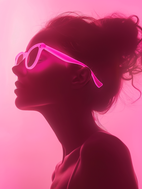 Woman in Pink Light with Sunglasses