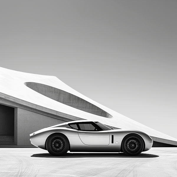 Classic Sports Car in Monochrome