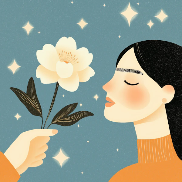 Serene Woman with Flower