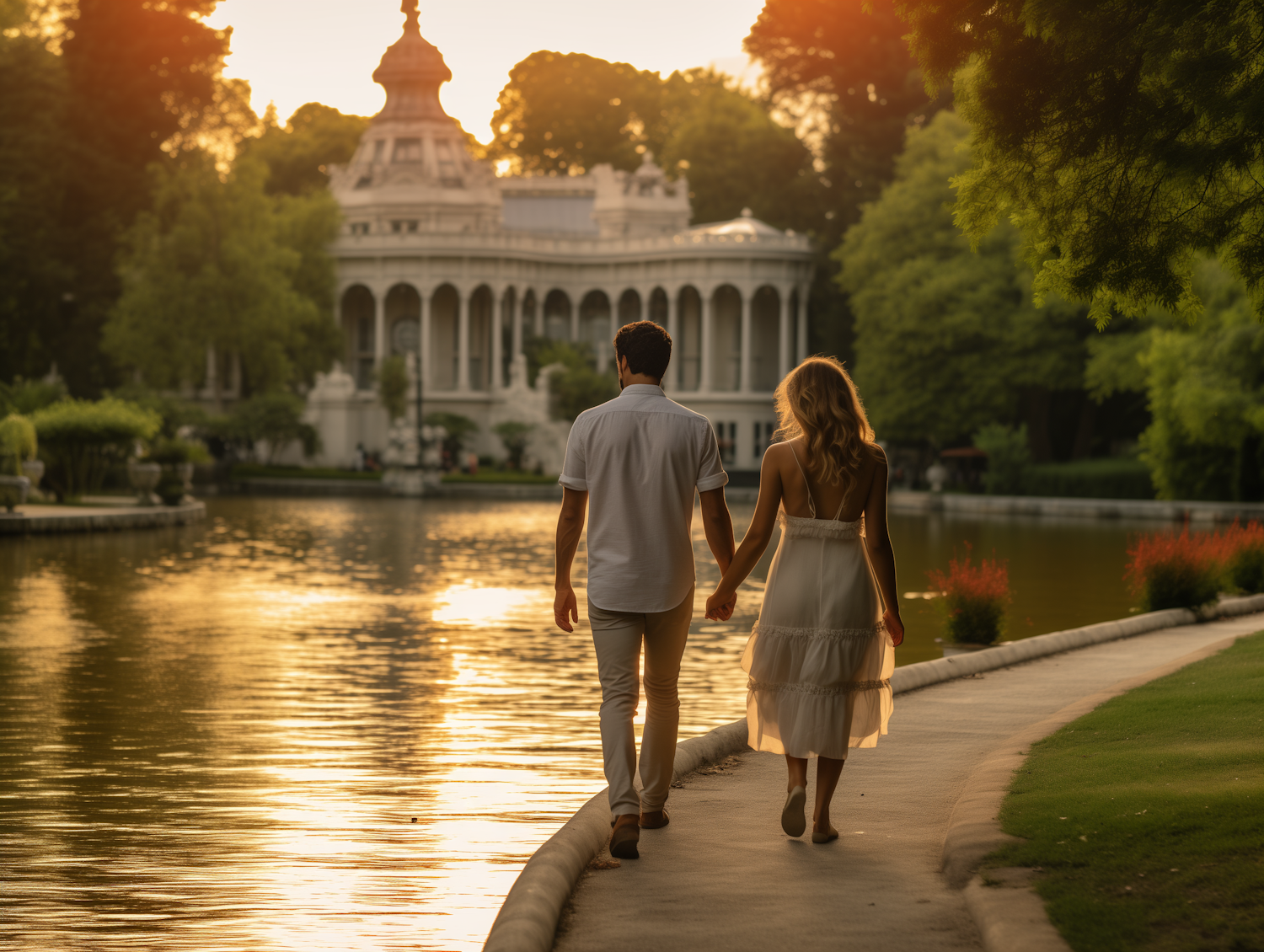 Golden Hour Stroll by the Lake