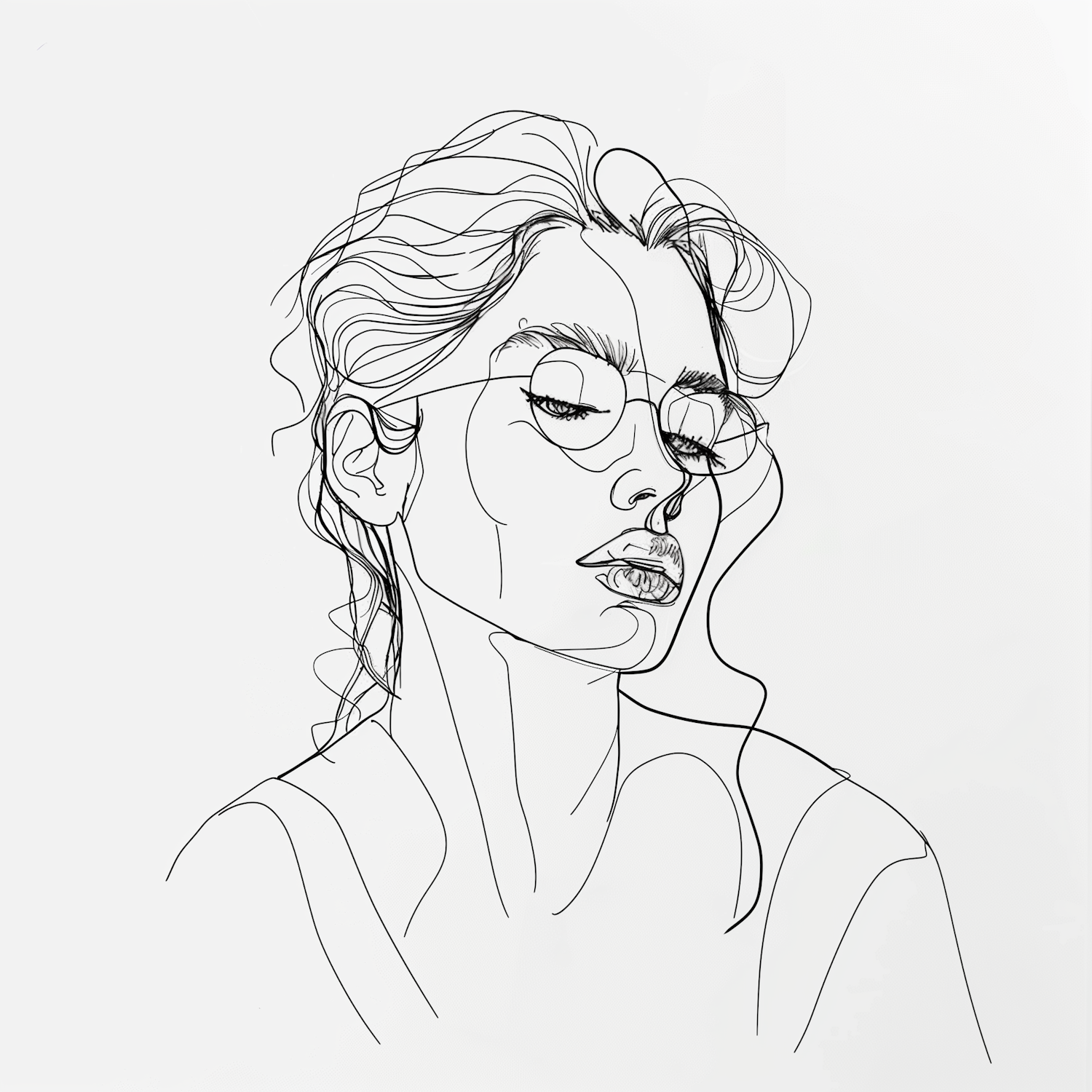 Minimalist Line Drawing of a Woman