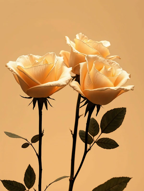Yellow Roses on Beige