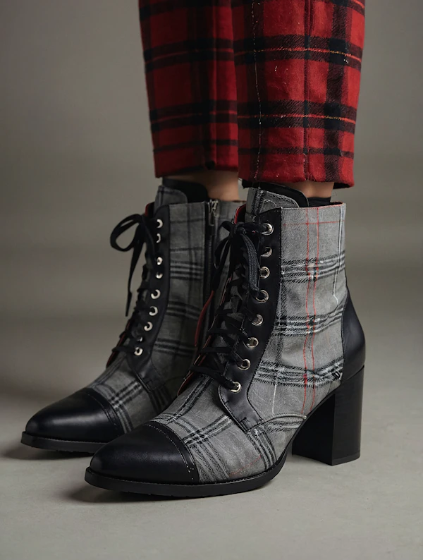 Plaid Ankle Boots