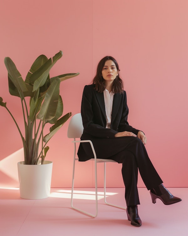 Serene Professional Woman with Plant