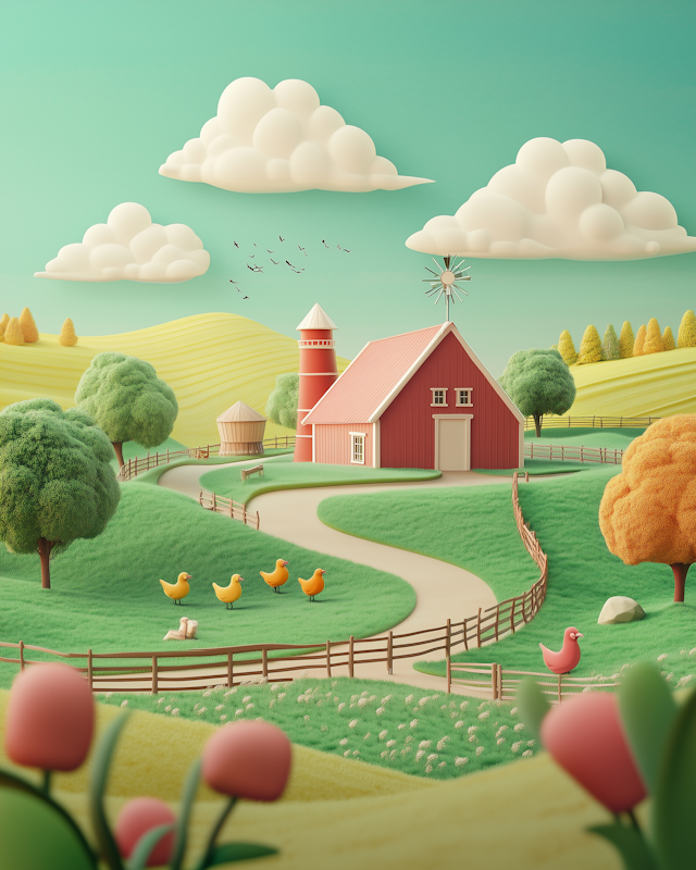 Whimsical Farm Scene