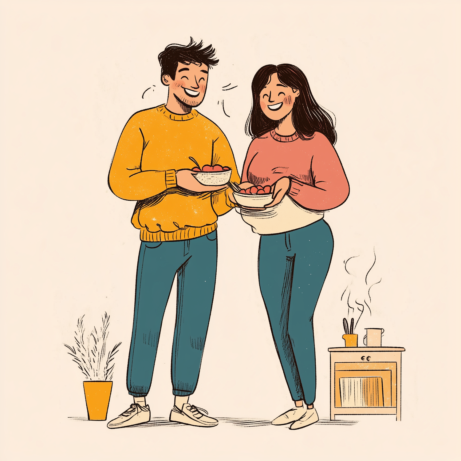 Warm Indoor Meal Illustration