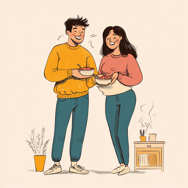 Warm Indoor Meal Illustration