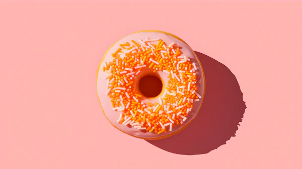 Pink Donut on Pastel