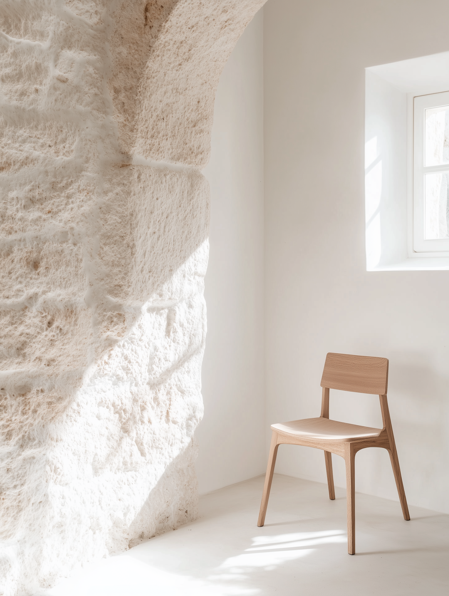 Minimalist Interior with Wooden Chair